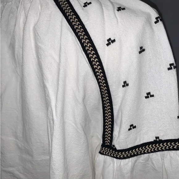 RD & Koko White Anthropologie Tribal Embroidered Top Jacket Cropped Oversized L - Picture 8 of 12